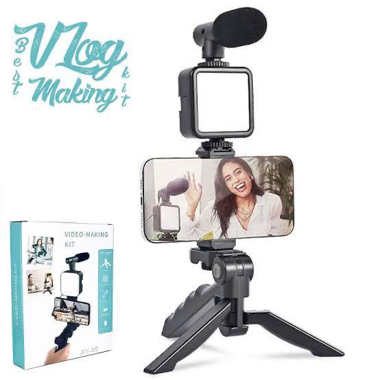 AY-49 Video Making Kit | Vlogging Tripod | Triple Band Light