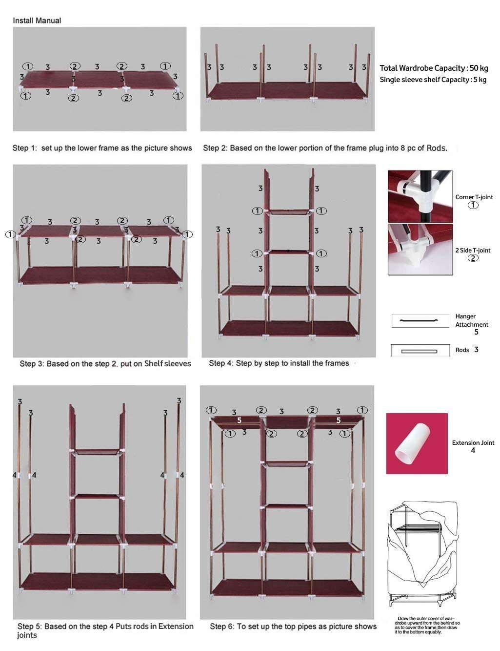 3 Layer Storage Wardrobe Model 88130 Shelf Rack Fancy And Foldable