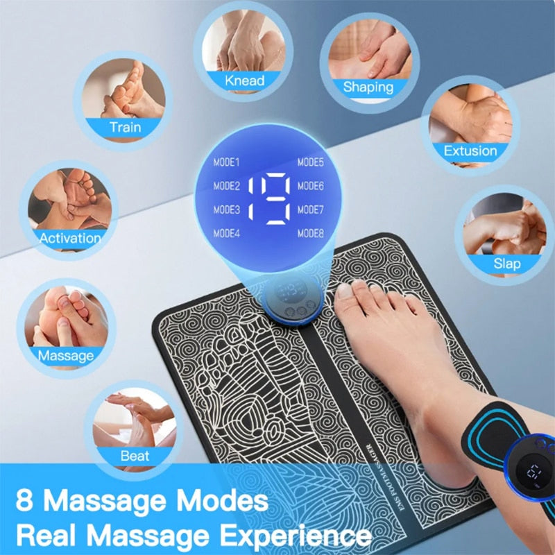 Smart Electric Foot Massager Pad Foldable EMS Muscle Stimulation Massage