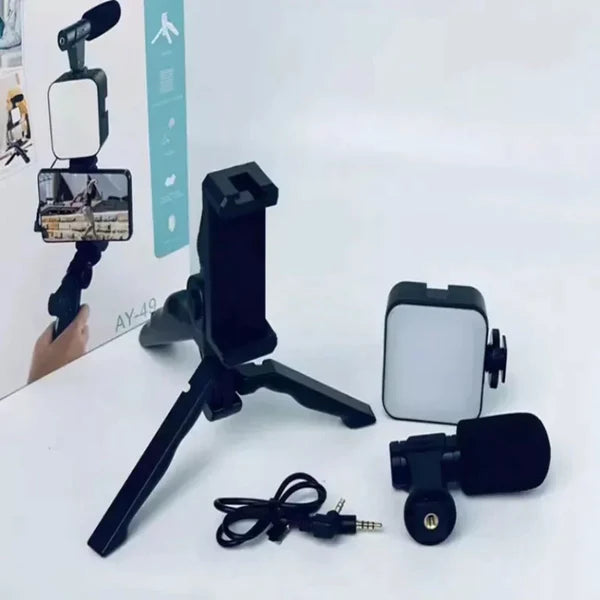 AY-49 Video Making Kit | Vlogging Tripod | Triple Band Light